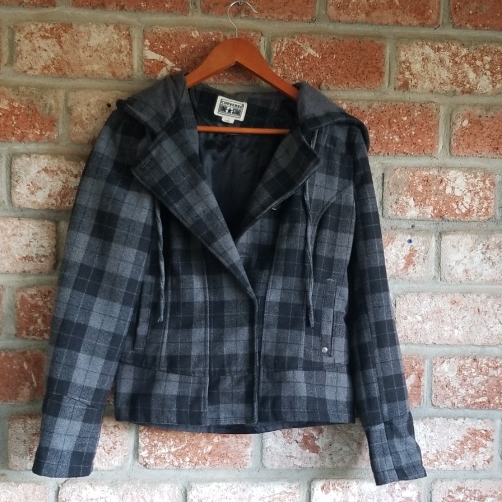 Converse one star  plaid peacoat jacket